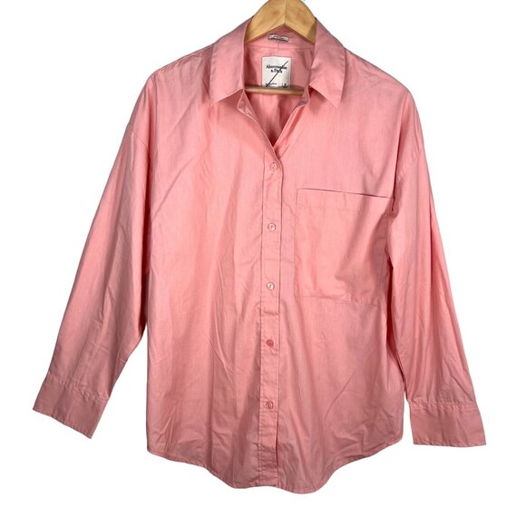 Abercrombie Fit womens Oversized button shirt pink 90s sz M - Picture 1 of 6